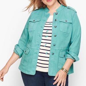 Talbots Band Collar Military Style Jacket